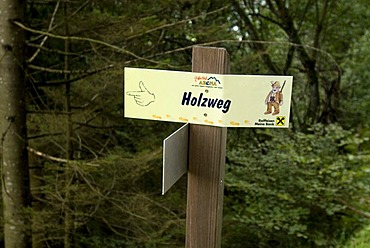 Sign at trekking path Zillertal Tyrol Austria