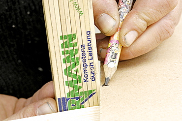 Scribing, marking with yard stick and pencil, Carpentering