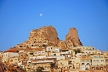 Full moon over Uchisar, Cappadocia, Turkey