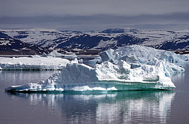 Icebergs, Disko Bay, Jacobshavn Icefjord, Greenland