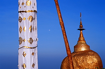 Round banner in front of the Golden Rock, Burma