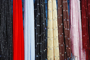 Colourful cloths at a stand, Turkey