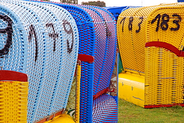 Wicker chairs, North Sea, Germany