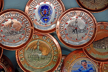 Souvenirs: clocks, copper plates, Urfa (Sanliurfa), Anatolia, Turkey, Asia