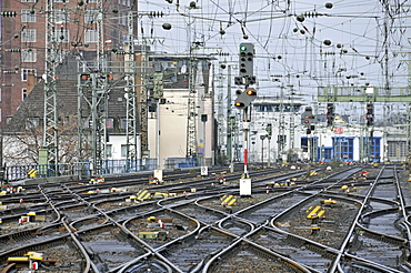 Railway track switches, Cologne, North Rhine-Westphalia, Germany, Europe