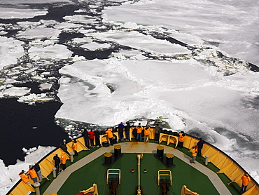 Capt. Khlebnikov icebreaker steering through pack ice, Ross Sea, Antarctica