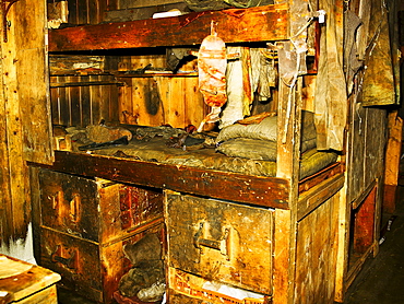 Scott's Hut, interior view, beds, at Cape Evans on Ross Island, Antarctica