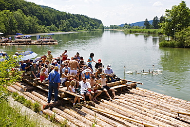 Rafting on the Isar River, Upper Bavaria, Germany, Europe