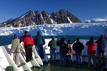 Monaco Glacier, cruise ship, Spitsbergen, Norway, Europe