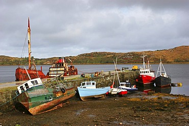 Ships in the bay at Letterfrack , Connemara , Connacht , Ireland , Europe