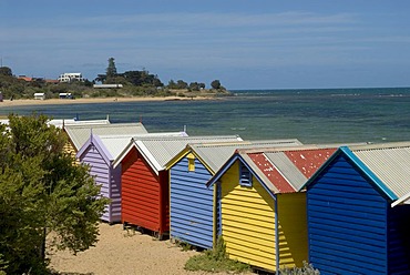 Bathing huts at the beach of St. Kilda, Melbourne, Victoria, Australia