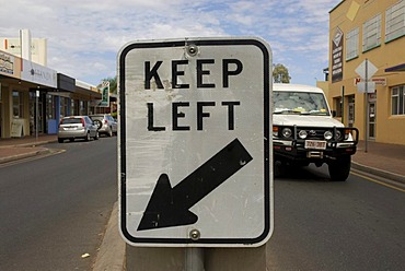 Street sign keep left, Alice Springs, Northern Territory, Australia