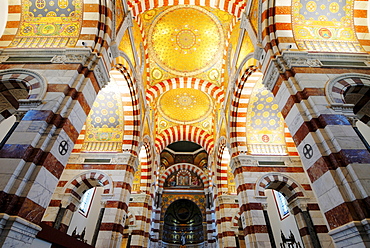 Ceiling mosaic in the Basilica Notre Dame de la Guarde, Marseilles, Provence-Alpes-Cote d'Azur, France