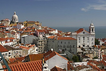 View over the Alfama district from Mirador de Santa Lucia, Lisbon, Regiao de Lisboa, Portugal, Europe