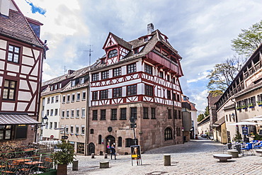 Albrecht Duerer Haus building on Tiergaertnertorplatz square, Nuremberg, Middle Franconia, Bavaria, Germany, Europe