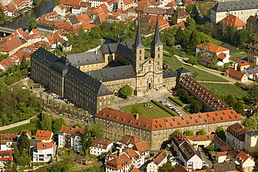 Aerial view, Michaelskirche Church, Bamberg, Upper Franconia, Bavaria, Germany, Europe