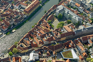 Aerial view, Bamberg Little Venice, Main river, Bamberg, Upper Franconia, Bavaria, Germany, Europe