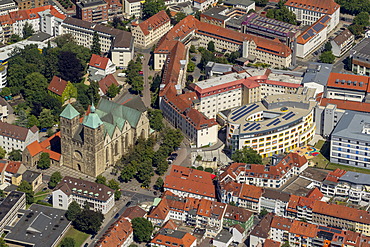 Aerial view, former collegiate church of St. Johann, Osnabrueck, Lower Saxony, Germany, Europe