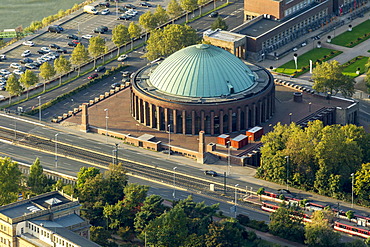 Aerial view, Tonhalle Duesseldorf concert hall, Tonhallenterrassen terraces, Duesseldorf, Rhineland region, North Rhine-Westphalia, Germany, Europe