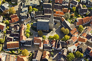 Aerial view, historic district of Hatting, St. George, Altstadtring, Hattingen, Ruhr area, North Rhine-Westphalia, Germany, Europe
