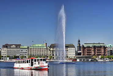 Lake Binnenalster, Inner Alster Lake, pleasure boat, Hamburg, Germany, Europe