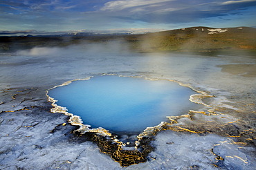 Blue water pool, BlâˆšÂ°hver hot spring, Hveravellir high-temperature or geothermal region, Highlands, Iceland, Europe