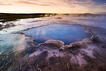 Blue water pool, BlâˆšÂ°hver hot spring, Hveravellir high-temperature or geothermal region, Highlands, Iceland, Europe