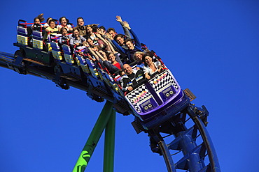 Roller coaster, Alpina Bahn at the Oktoberfest, Munich Beer Festival, Munich, Bavaria, Germany, Europe