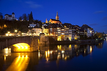 Laufenburg at night, Waldshut district, High Rhine, Black Forest, Baden-Wuerttemberg, Germany, Europe, PublicGround