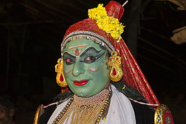 The Kathakali character Kathalastri, Perattil, Kerala, India, Asia