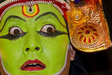 The Kathakali character Ottanthullal, Perattil, Kerala, India, Asia