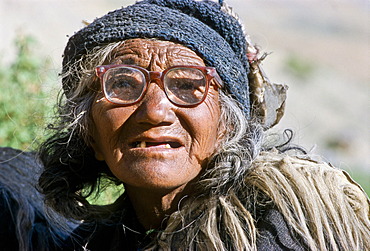 Portrait of a woman from the remote village of Zanskar, Lingshed, India, Asia