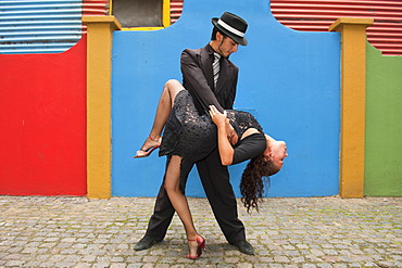 Couple of Tango dancers, El Caminito street, La Boca district, Buenos Aires, Argentina, South America