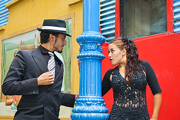 Couple of Tango dancers, El Caminito street, La Boca district, Buenos Aires, Argentina, South America