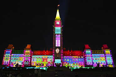 Light show on Parliament Hill, Ottawa, Ontario, Canada