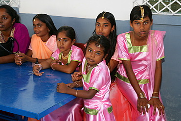 Girls of Indian ethnicity at a Hindu Festival in Georgetown, Guyana, South Amerika