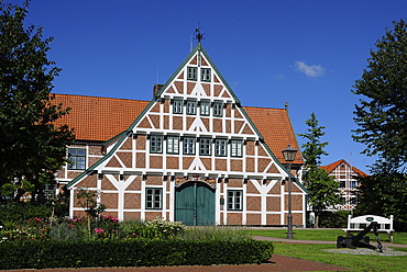 Half-timbered house, Town Hall, Jork, Altes Land, Lower Saxony, Germany, Europe, PublicGround