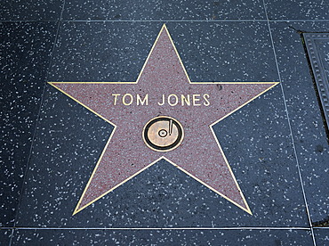 Terrazzo star for the singer Tom Jones, music category, Walk of Fame, Hollywood Boulevard, Hollywood, Los Angeles, California, United States of America, USA, PublicGround