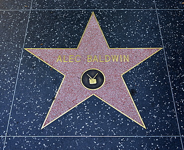 Terrazzo star for the artist Alec Baldwin, television category, Walk of Fame, Hollywood Boulevard, Hollywood, Los Angeles, California, United States of America, USA, PublicGround