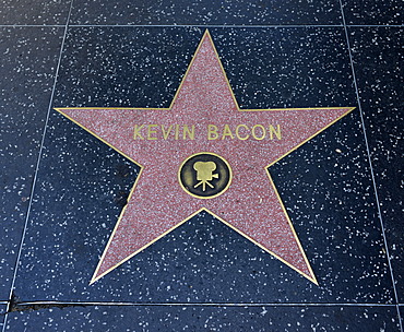 Terrazzo star for the artist Kevin Bacon, film category, Walk of Fame, Hollywood Boulevard, Hollywood, Los Angeles, California, United States of America, USA, PublicGround