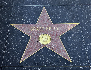 Terrazzo star for Grace Kelly, film category, Walk of Fame, Hollywood Boulevard, Hollywood, Los Angeles, California, United States of America, USA, PublicGround