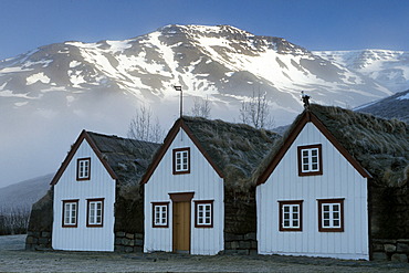 Turf houses and the Laufas Museum, Akureyri, northern Iceland, Europe