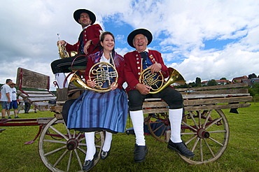 Musicians in the farm museum in Wolfegg, Upper Swabia, Allgaeu, Baden-Wuerttemberg, Germany, Europe