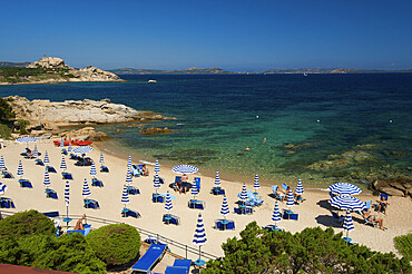 Beach of the Grand Hotel Smeraldo, Porto Cervo, Sardinia, Italy, Europe