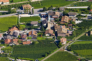 Aerial view of a village, Kaltern, province of Bolzano-Bozen, Italy, Europe