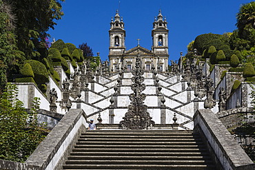 Igreja do Bom Jesus with Fonte das Cinco Chagas, Escadorio dos Cinco Sentidos, Staircase of Five Senses, Santuario do Bom Jesus do Monte, Good Jesus of the Mount sanctuary, Tenoes, Braga, Cavado, Norte, Portugal, Europe