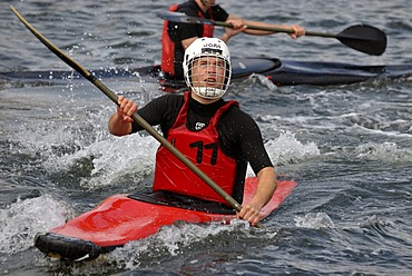 Canoe Polo players in action, 38th Kiel Week Canoe Polo Tournament, Kiel Week 2008, Kiel, Schleswig-Holstein, Germany, Europe