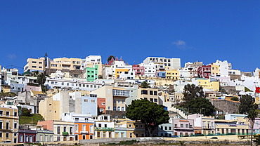 Colourful nested houses in the San Juan district, Las Palmas de Gran Canaria, Gran Canaria, Canary Islands, Spain, Europe, PublicGround