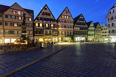 Market square with Marktbrunnen fountain, Tuebingen, Swabian Alb, Baden-Wuerttemberg, Germany, Europe, PublicGround