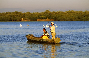 Two men in boat , Mexico Nayarit Mexcaltitan